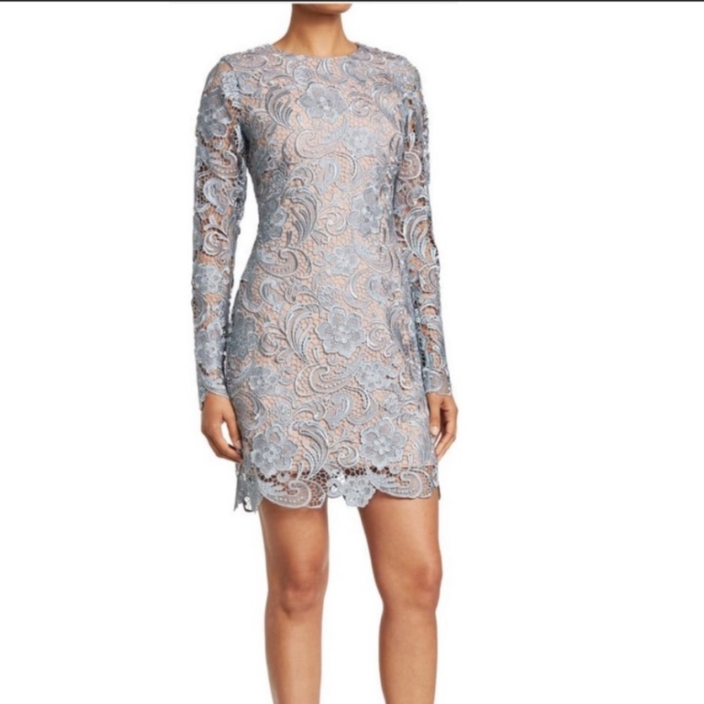 NWT Dress the Population Blue Lace Style Dress